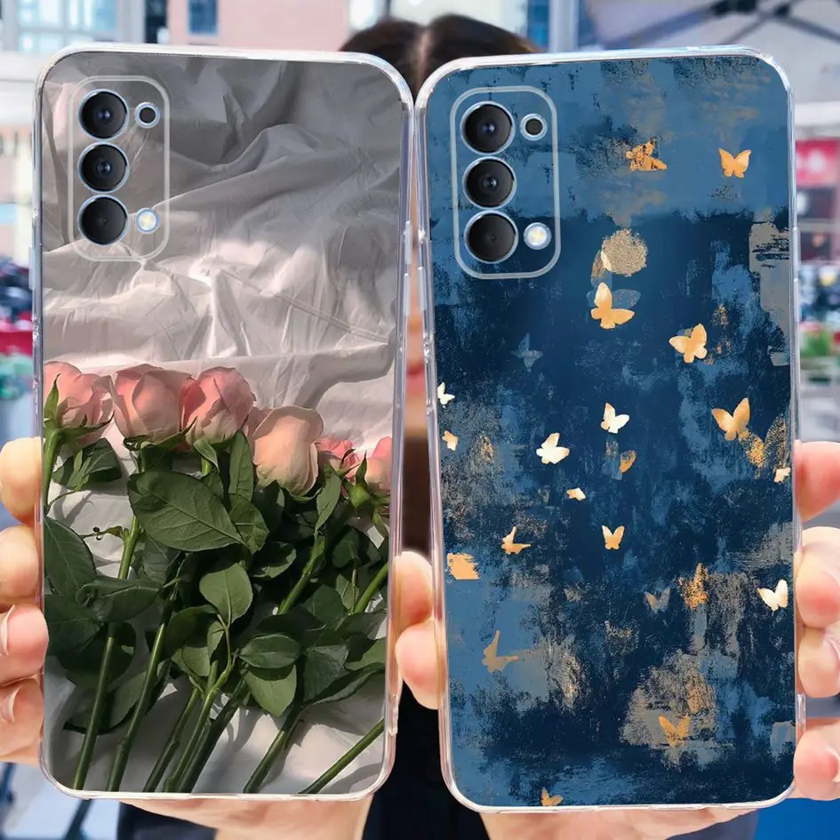 For OPPO Reno 4 Pro 4G Case Fashion Butterfly Floral Shockproof Clear Soft TPU Phone Back Cover For OPPO Reno 4 Reno4 Pro Bumper