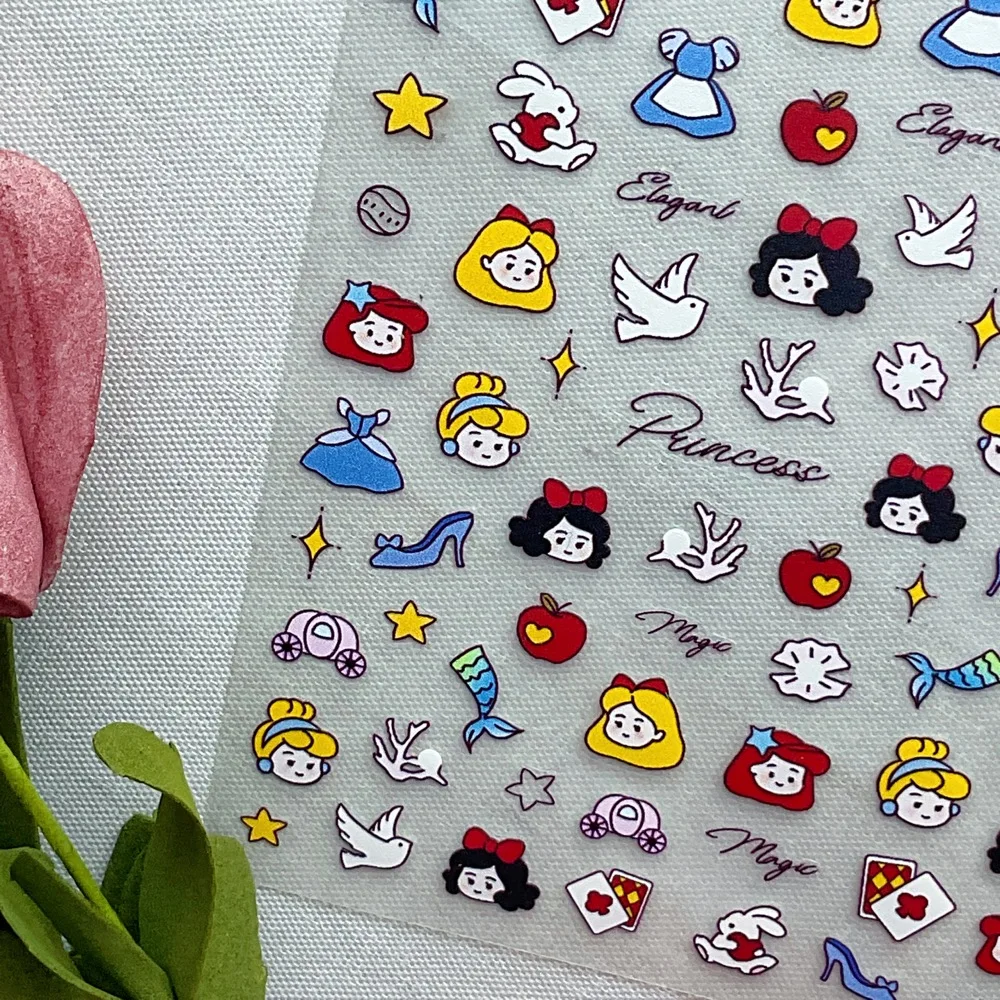 1 sheet tomoni Thin Nail Decals Pop Japanese Cute Nail decals Princes Little Red Riding Hood Nail Ornaments