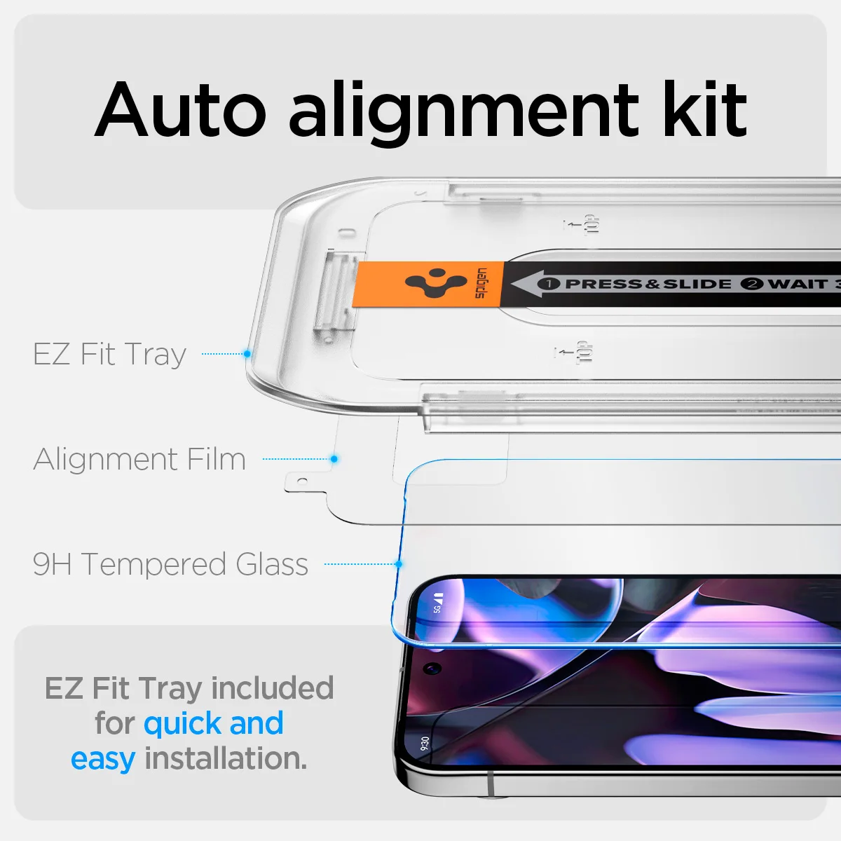 Spigen Glas.tR EZ Fit Folia Ochronna na Ekran do Google Pixel 10/9 Pro XL, 10/9 Pro, 10/9 — zdjęcie produktu 2
