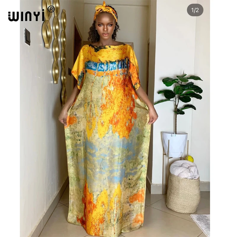 

Dress Length:130cm Bust:130cm New Fashion dresses Bazin Print Dashiki Women Long Blouse Yomadou Color Pattern oversize