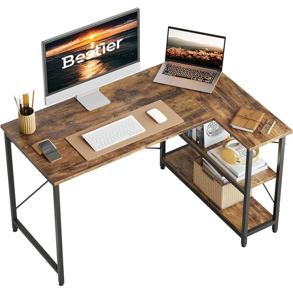 

L Shaped Desk With Shelves 47 Inch Reversible Corner Computer Desk Writing Gaming Storage Table for Home Office Small Space