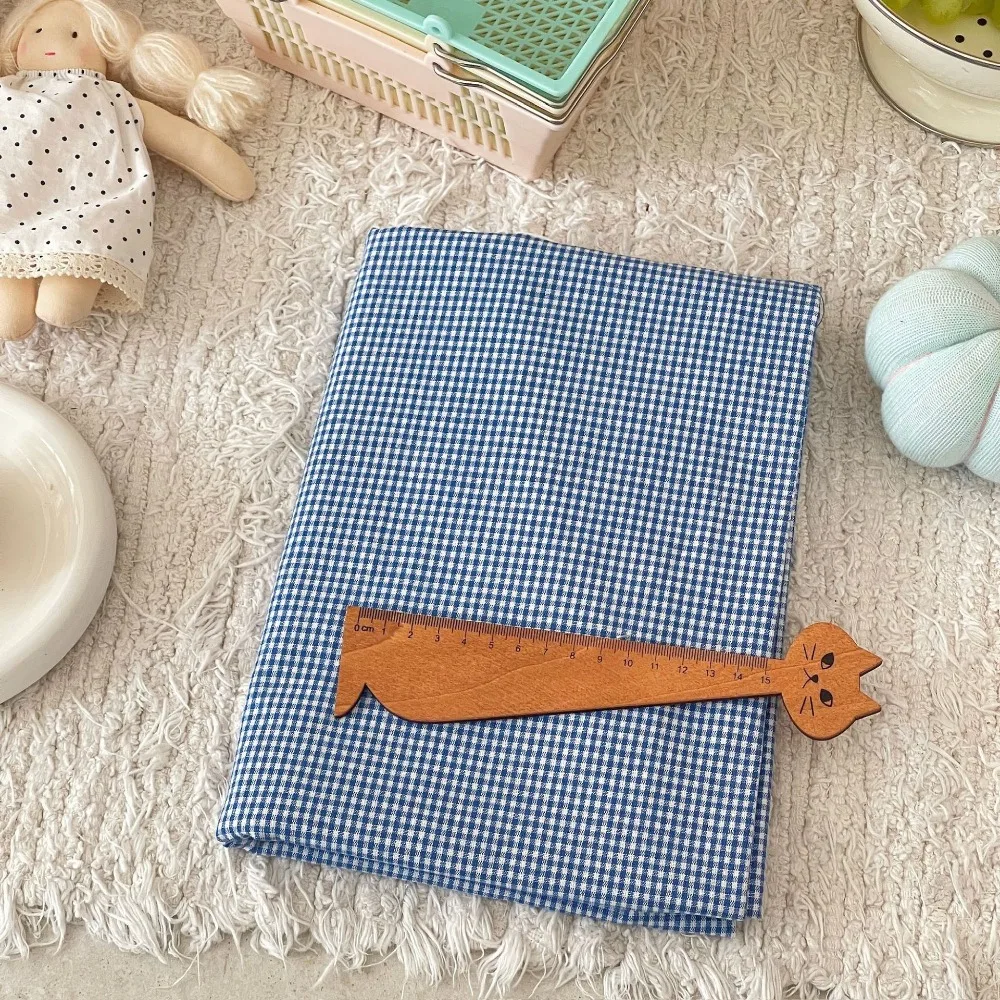 140x50cm Blau Karierter Gewaschener Baumwollstoff für Damen und Kinder, DIY Kleidung, Taschen, Nähen, Textilzubehör – Detail 9