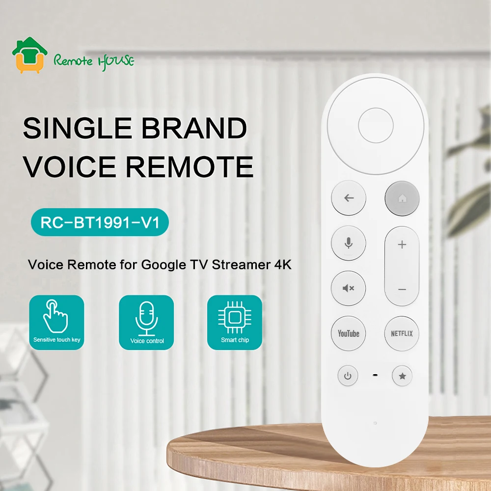 Nova substituição remota de voz RC-BT1991-V1 para Google TV Streamer 4K também compatível com Chromecast Google TV e Streaming