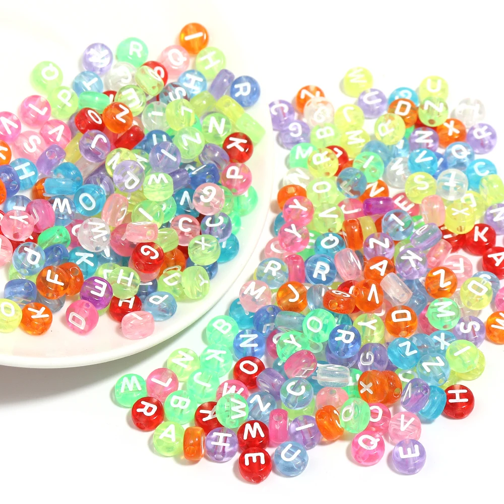 100pcs/lot Acrylic Oblate Alphabet Beads Colorful Transparent Letter Beads For DIY Jewelry Making Necklace Bracelets Accessories image 5
