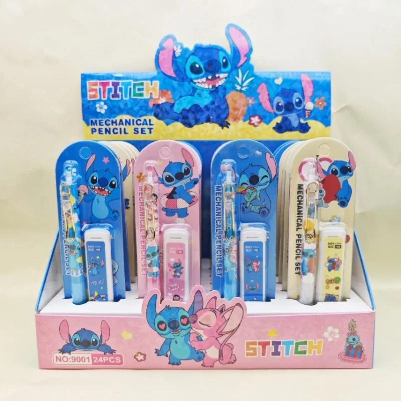 

24 компл./лот Kawaii Disney Stitch механический набор карандашей милый 0,5 мм автоматическая ручка для рисования и письма школьные и офисные принадлежности