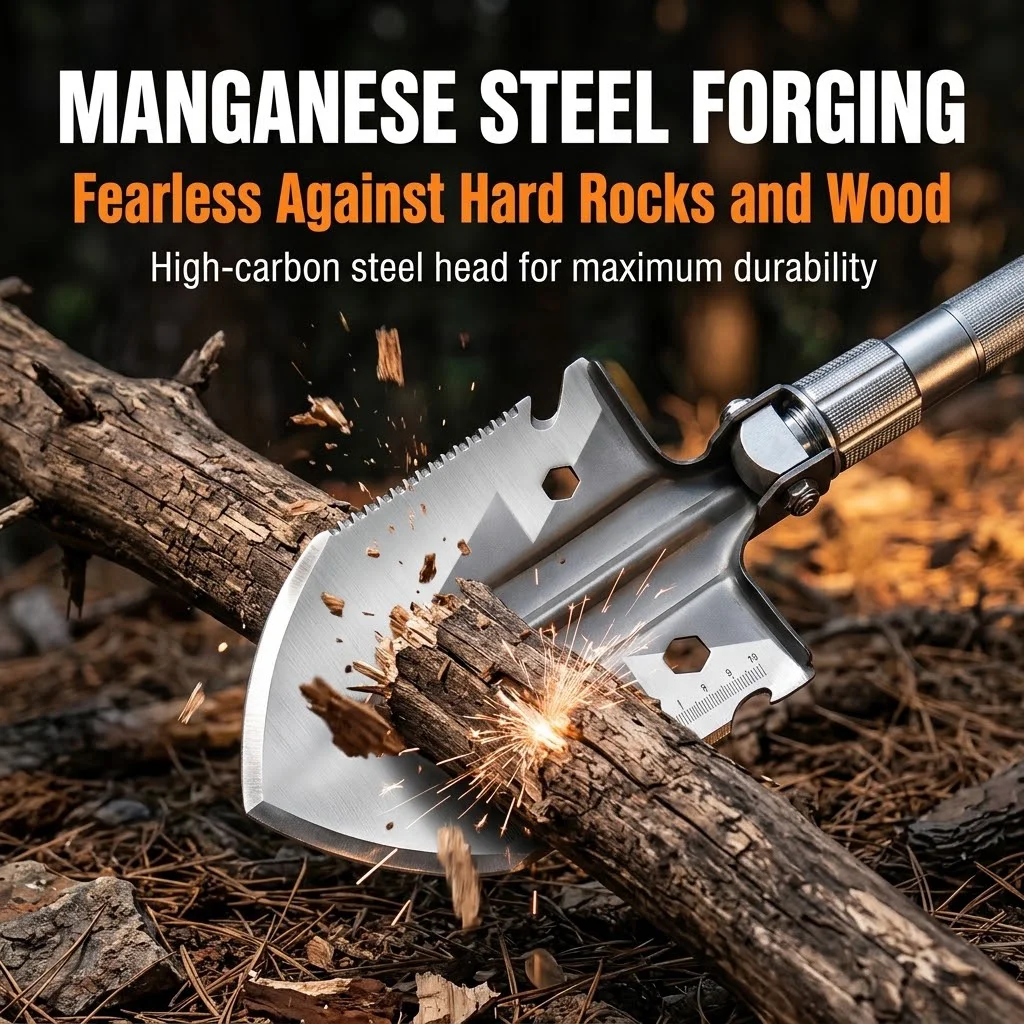 Outdoor Camping Military Shovel Folding Wear Resistant MultiFunctional Manganese Steel Survival Spade Hardware Hand Tools