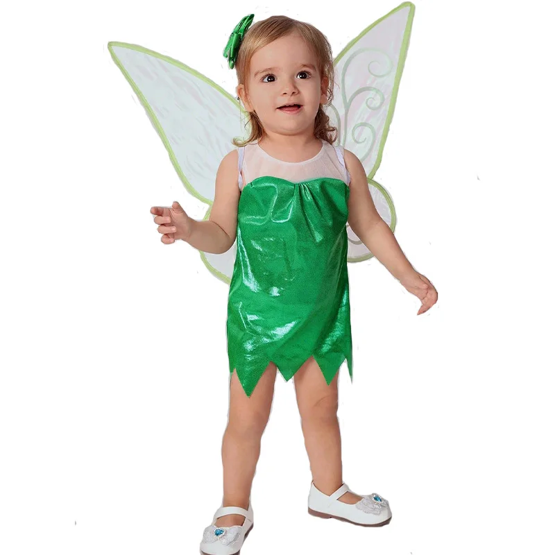 2024 New Arrival Green Fairy Baby Tiny Dress Halloween Costumes Tinker Bell Costume for Infants