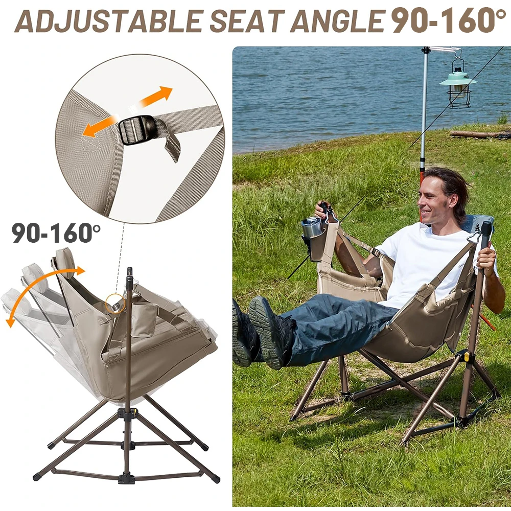 Camping Rocking Chair Relax Chairs Outdoor Swing Chair Garden Ultralight Folding Chair High Backrest Foldable Fishing Chairs