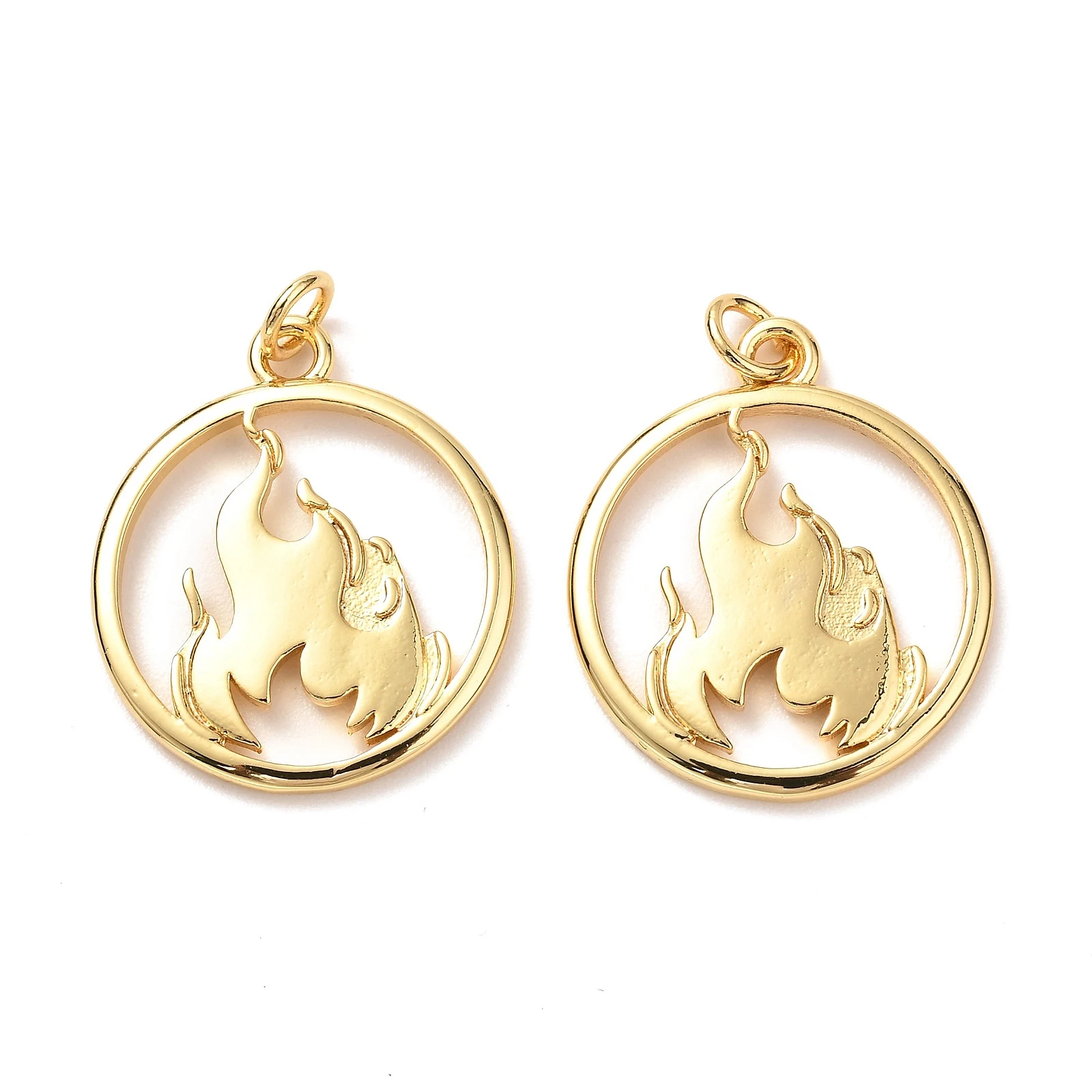 

10pcs Brass Pendants with Jump Ring Long-Lasting Plated Flat Round with Fire Real 18K Gold Plated for DIY Necklace Jewelry Charm