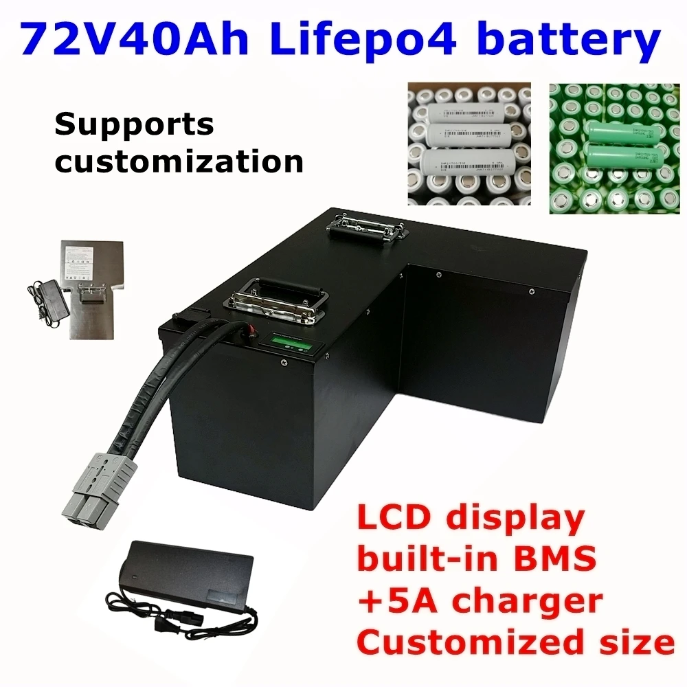 

waterproof 72v 40ah lifepo4 battery BMS 24S for 7000w bicycle bike scooter Forklift vehicle +5A charger.Supports customization