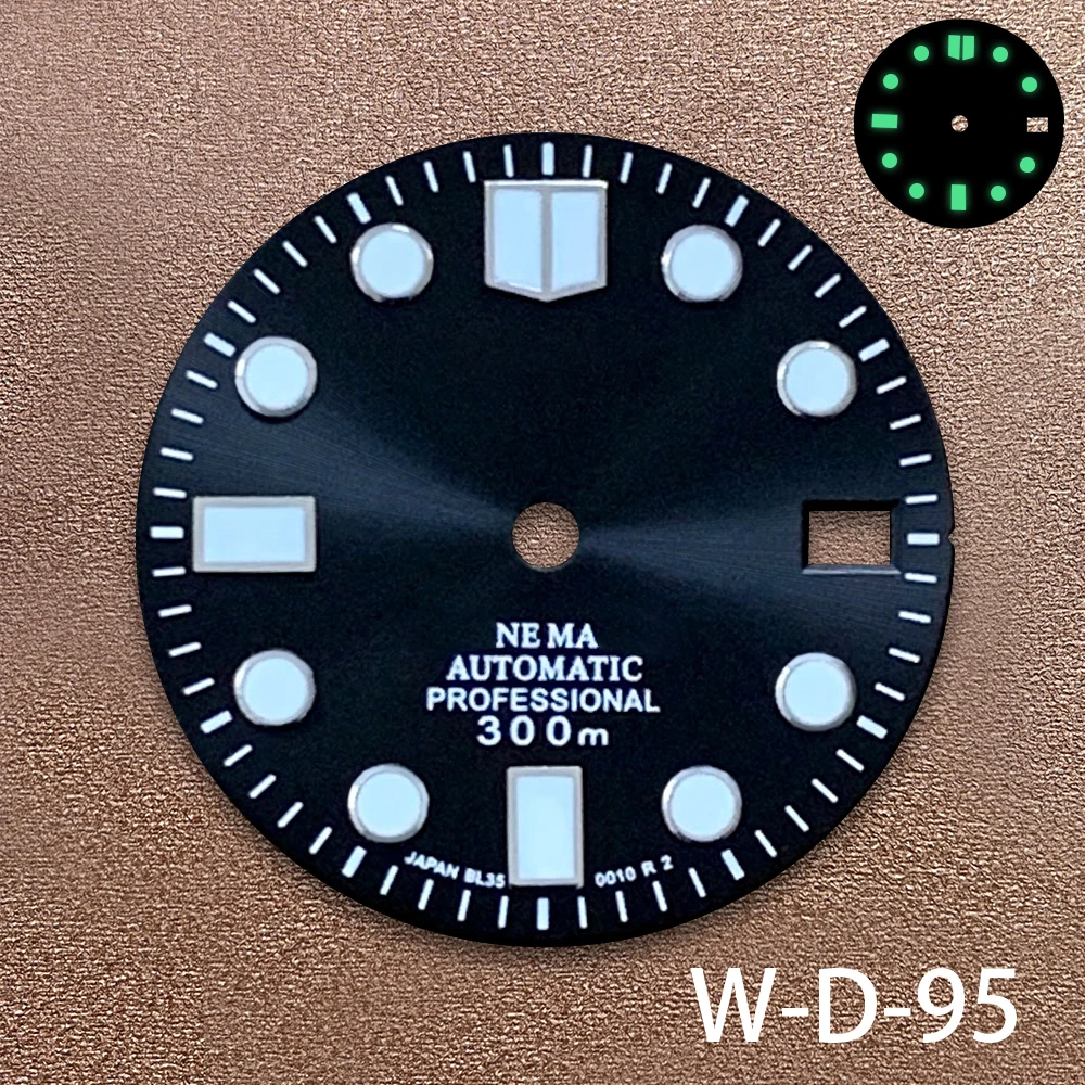 28.5mm S Logo Sunray Enamel Dial Suitable For NH35/NH36/7S Movement Strong Green Luminous Quality Watch Modification Accessories