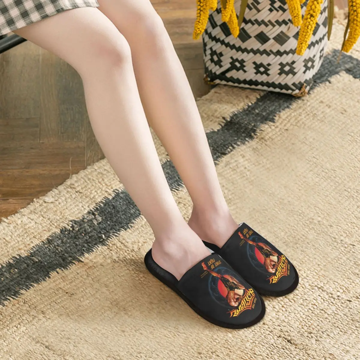 مخصص الملاكمة التايلاندية شبشب منزل النساء مريح رغوة الذاكرة تايلاند كيك بوكسينغ روح القتال الانزلاق على أحذية شبشب الفندق #5