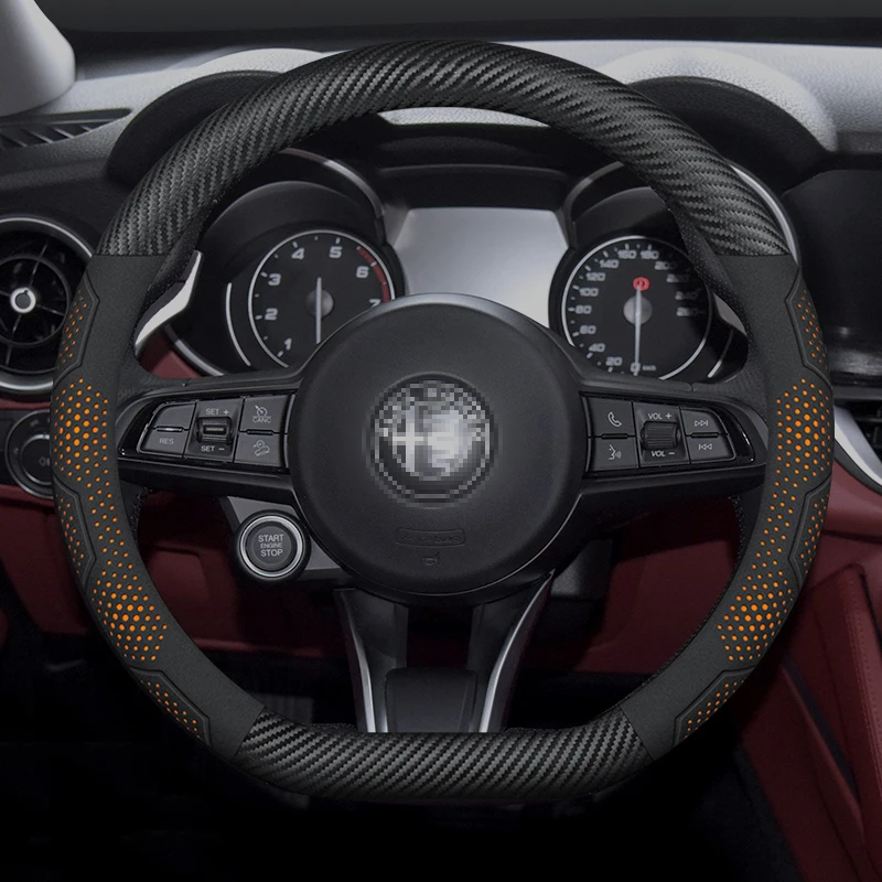 Car Steering Wheel Cover For Alfa-Romeo Giulia Giulietta Mito Sportiva Stelvio 4C 147 156 157 159 Auto Interior Accessories