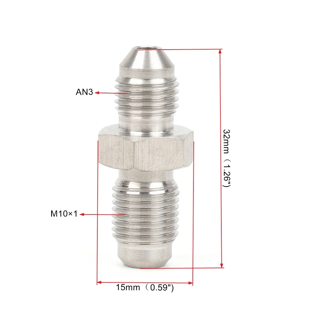 RASTP-AN3-AN3 AN3-M10x1 AN3-M12x1 Stainless Steel Brake Hose Fitting Adapter Straight Hose End Car Fitting RS-HR063