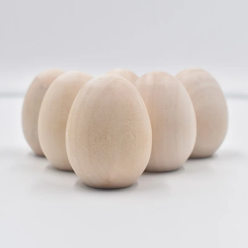 10pcs/lot Unpainted Wooden Fake Eggs Easter Egg Bulk for Children DIY Game Toy Foods