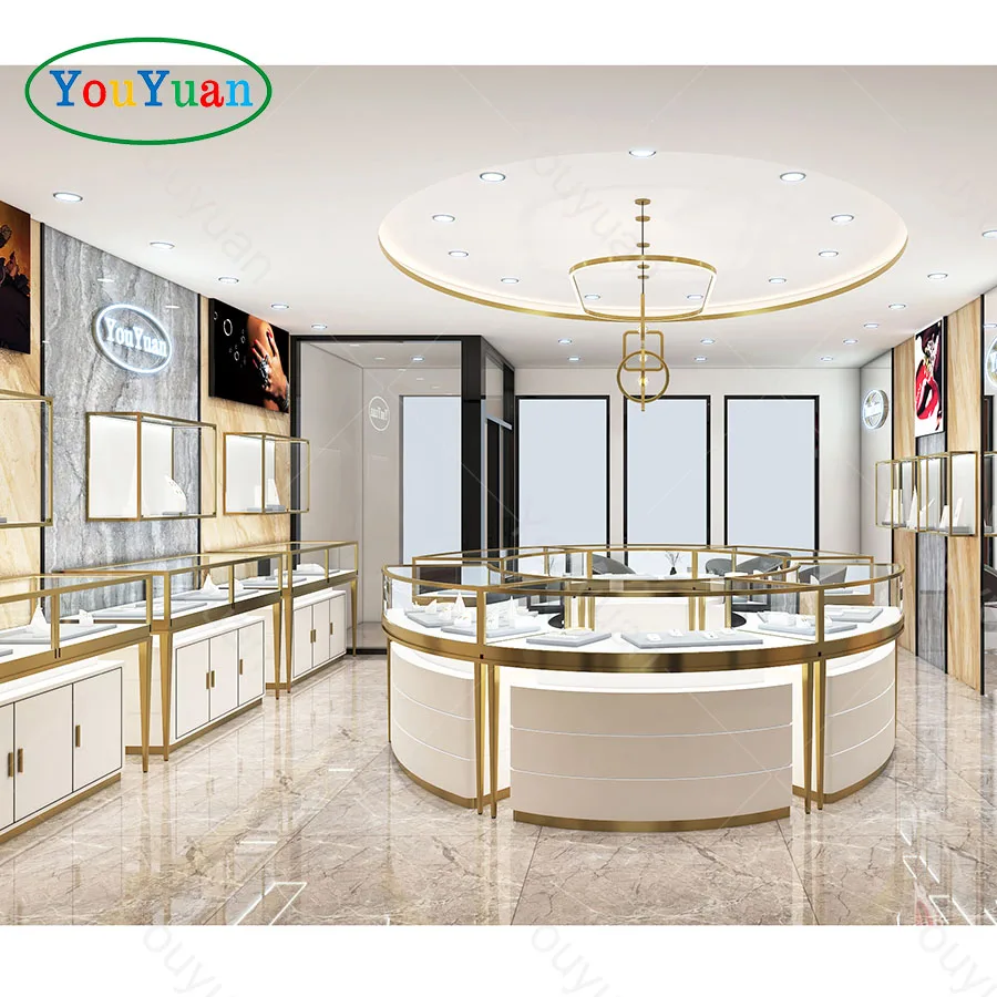 Custom.All-mounted Countertop Jewellery Display Cabinet With Classic Style Secure Jewelry Display Cases From YOUYUAN Factory