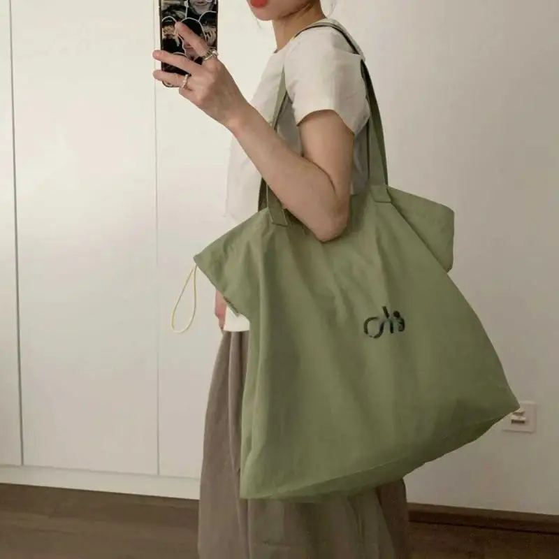 Korean Fashion Canvas String Tote Bag Simple Big Shoulder Bags for Women 2024 New Casual Large-capacity Handbag for Student Book silesian quartet string quartets 11 13