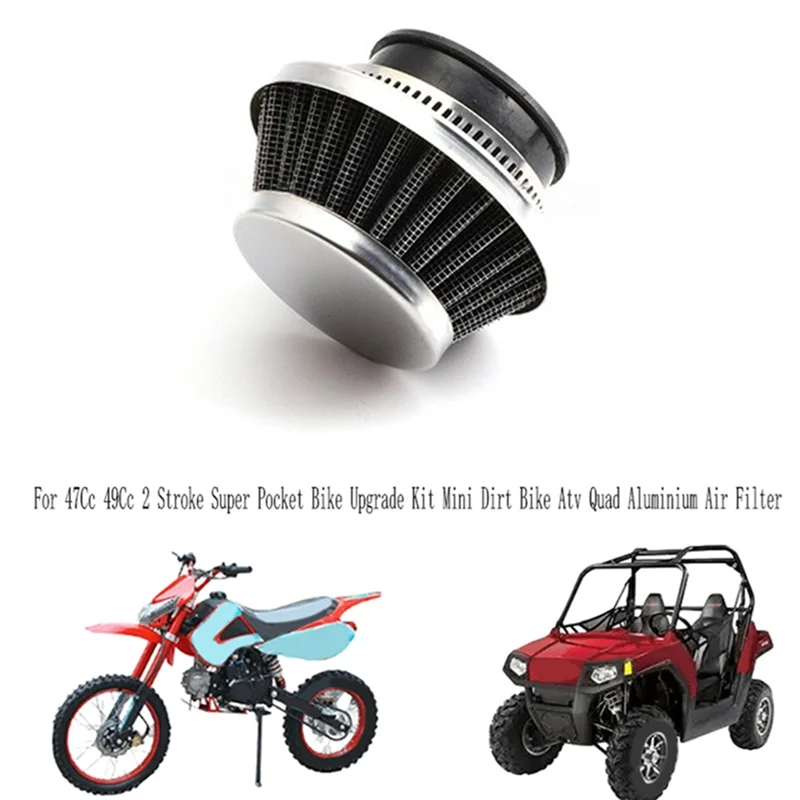 For 2 Stroke 47Cc 49Cc Engine Parts 42MM Air Filter+ Carburetor Kit For Mini Moto Kids Atv Quad Dirt Pocket Bike Silver