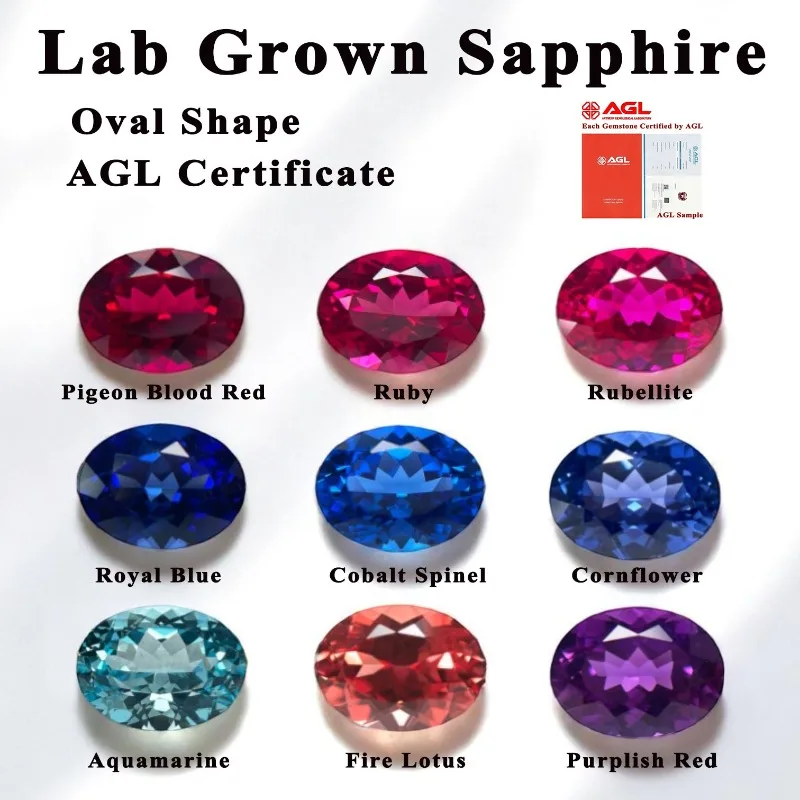 

Lab Grown Sapphire Oval Cut Cornflower Color Loose Gemstone for DIY Jewelry Making Rings Necklaces Selectable AGL Certificate