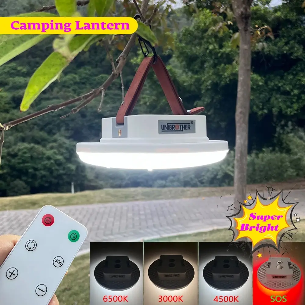 LED Rechargeable Brighter Camping Lantern Magnet Strong Light Portable Lighting Flashlights Tent Lamp with Remote Control Case