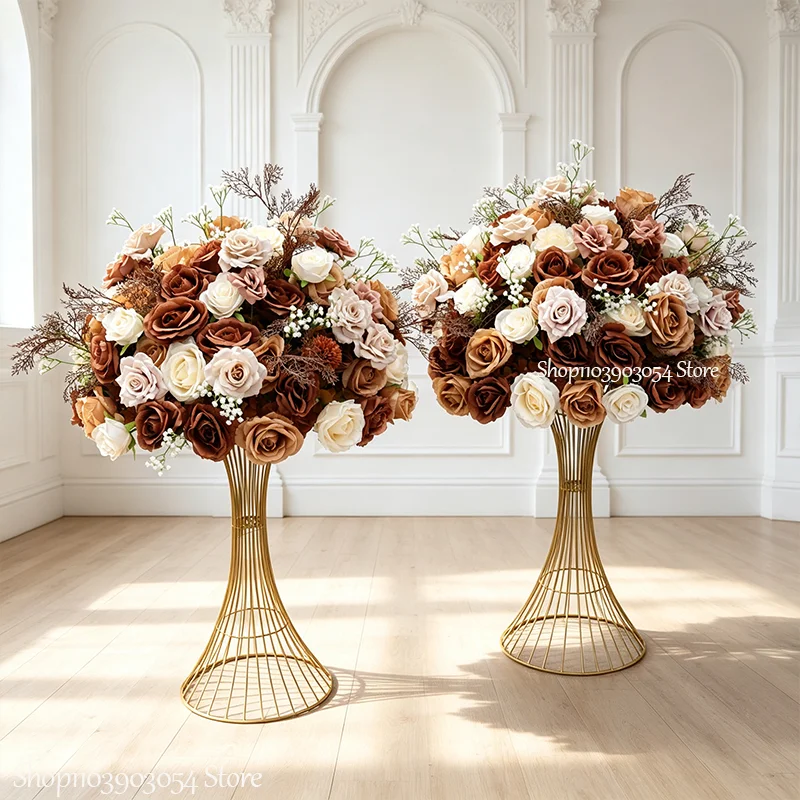 Dunkelbraunes Luxus-Rosen-Blumenarrangement, Tischdekoration, Kranz, Hochzeitstisch-Accessoires, Bühnen- und Wegdekoration, Blumenkugel, 30-90 cm – Detail 6