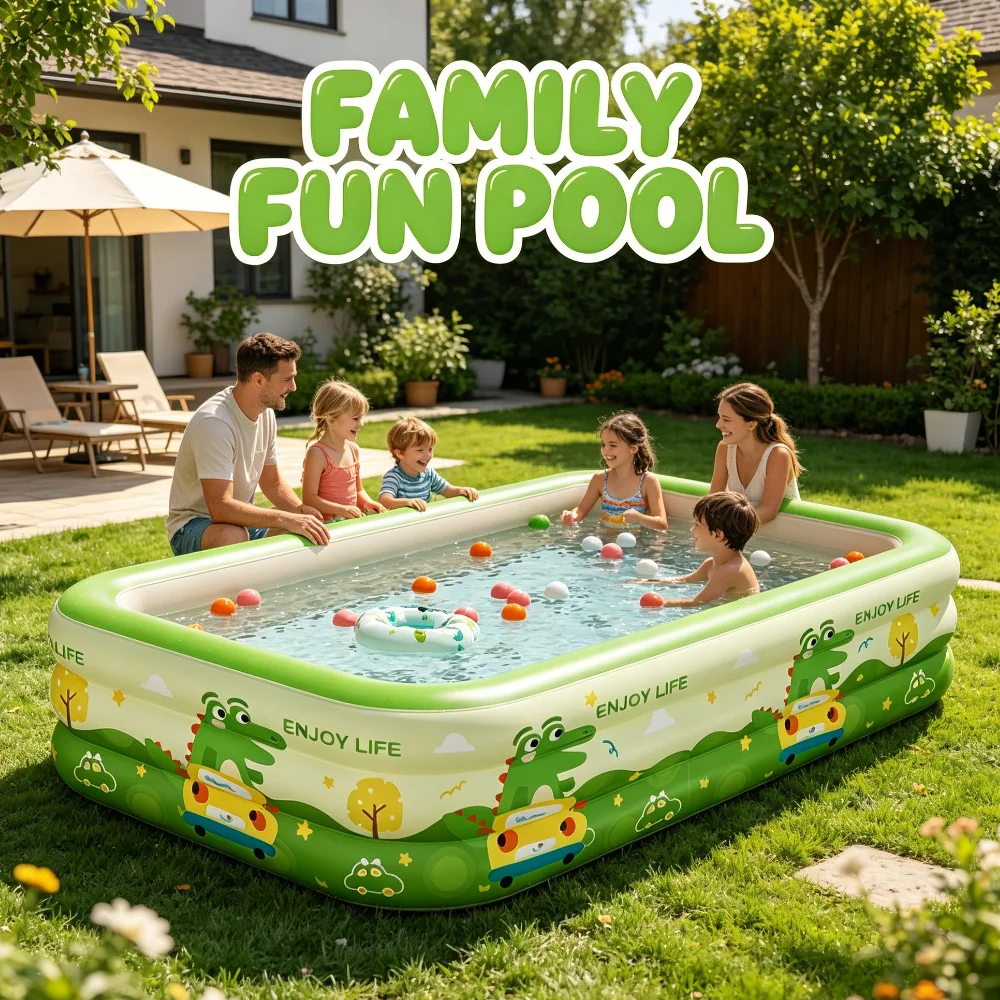 

Inflatable Swimming Pool Oversized Indoor Outdoor PVC Blow Up Pools Cartoon Thickening for Toddler Kids Family Water Party Games