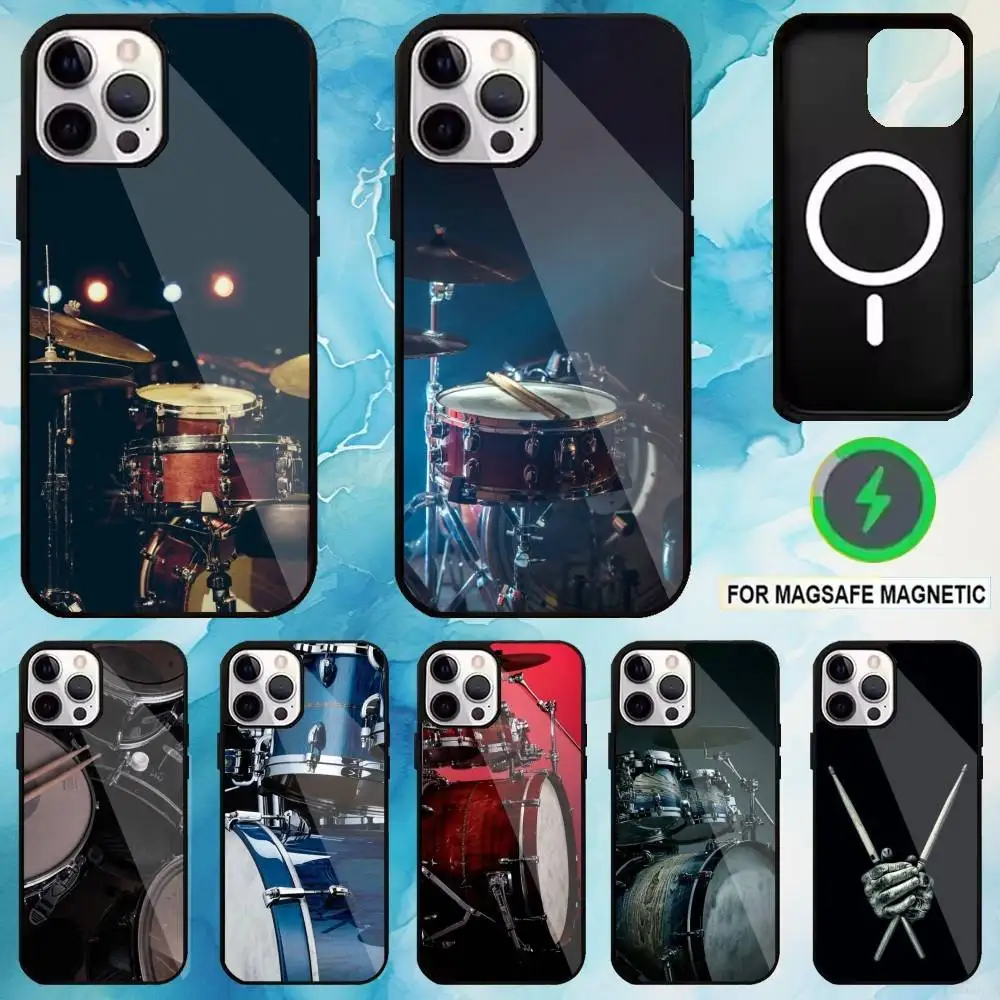 

Rock Drum Set Phone Case For iPhone17,16,15,14,13,12,11 Plus,Pro Max Magnetic For Magsafe Wireless Charging