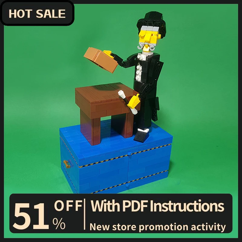 

New 870Pcs Hot Selling Funny Series Moc Modular Coin Bank Magician Model Building Block Diy Creative Ideas Kid Toy Birthday Gift