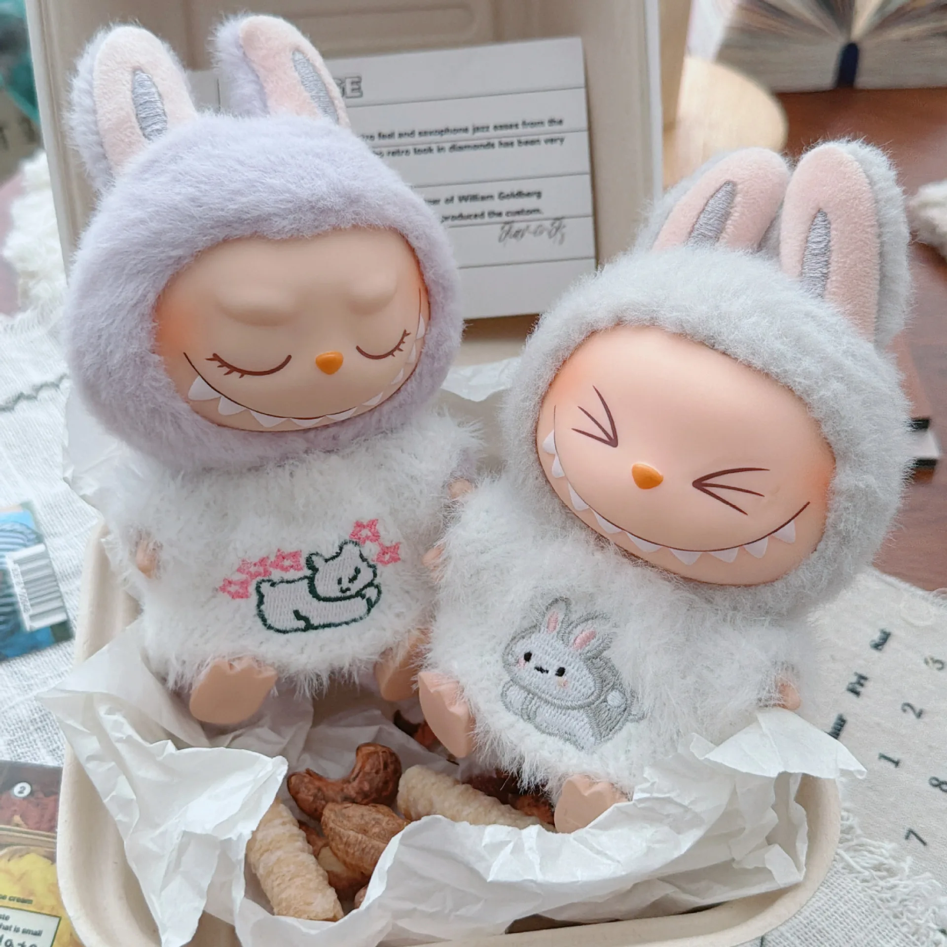 

Одежда для плюшевых кукол Labubu 10-17 см: милый мультяшный свитер в виде белого щенка/кролика, аксессуары для самостоятельной нарядки, игрушки, подарки