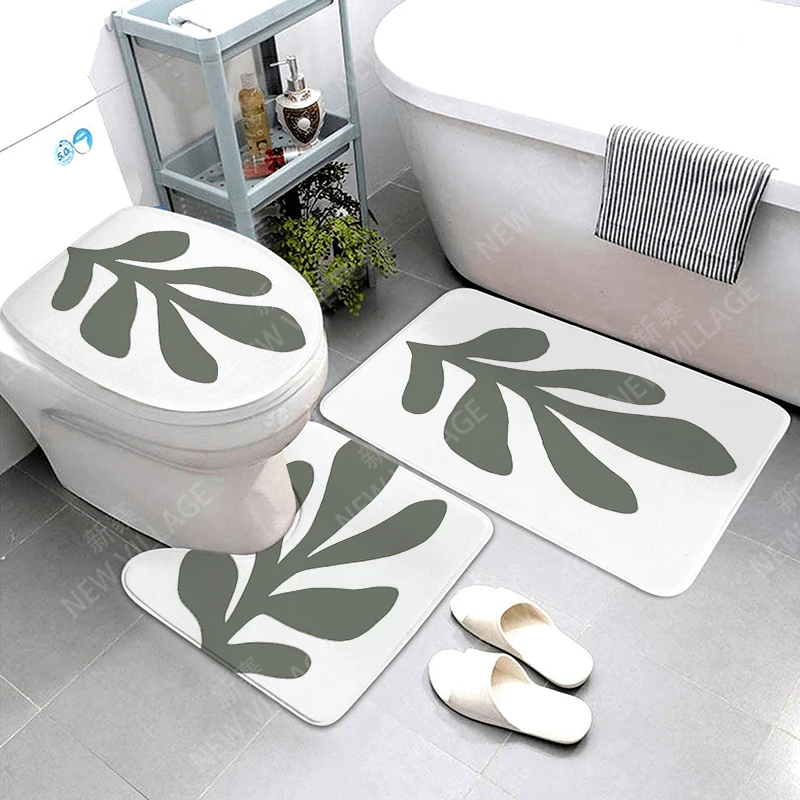 Anti-slip Bath Mat plant Bathroom Rug Shower Mat Decorative Absorbent Foot Mat Entrance Bathtub toilet rug boho Nordic leaf