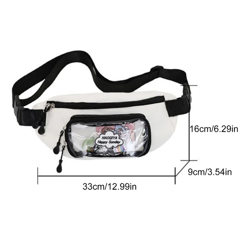 Nylon Transparent Shoulder Purse Animes Pin Display Chest Pack Crossbody Bag