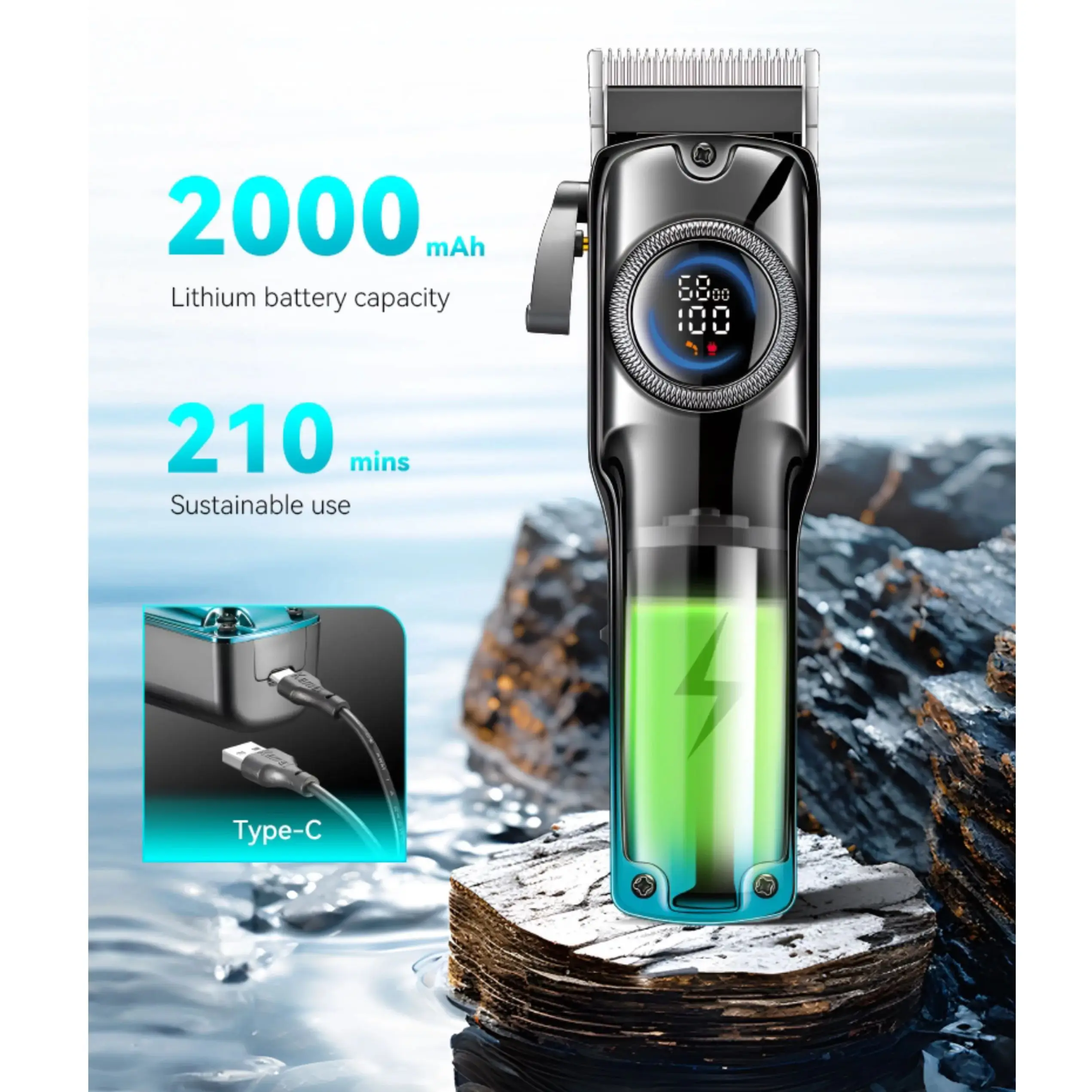 KEMEI Km-2279 Professional Hair Clipper 210mins Hair Clippers Men Professional Electric Trimmer