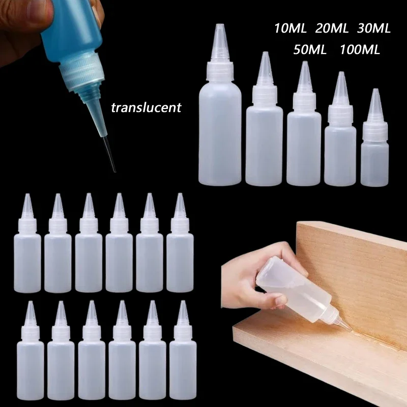 5Pcs 10ml-100ml PE Plastic Glue Bottle Empty Squeeze Dropper Bottles With Screw-On Lids Liquid Sauces Pigment Ink Oil Containers