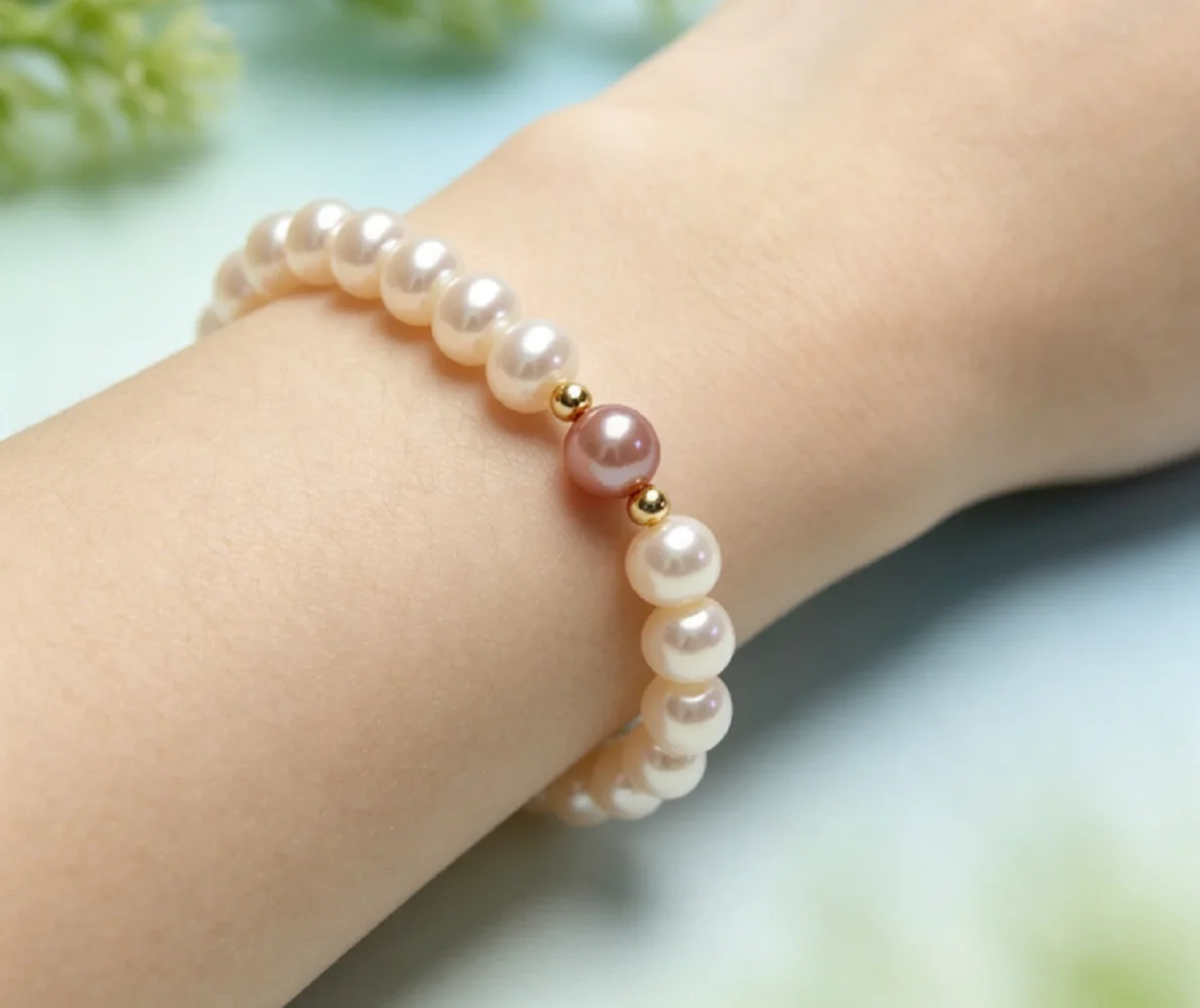 

Natural Pearl AAAA8-9mm White Pearl Closed Elastic Bracelet Length 18cm/Supports Customized Sizes
