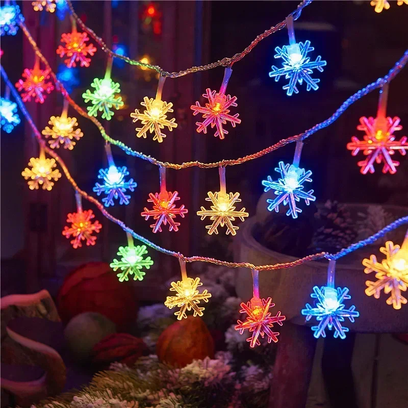 LED Christmas Snowflake Star Light Battery Box lampeggiante String Light Navidad Room 2024 capodanno fiaba luce decorativa