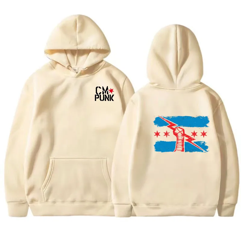 الخريف والشتاء المصارع الشهير الجديد يعود إلى CM Punk الرجال الصلبة هوديي موضة طباعة الشارع الرياضة رداء علوي غير رسمي البلوز