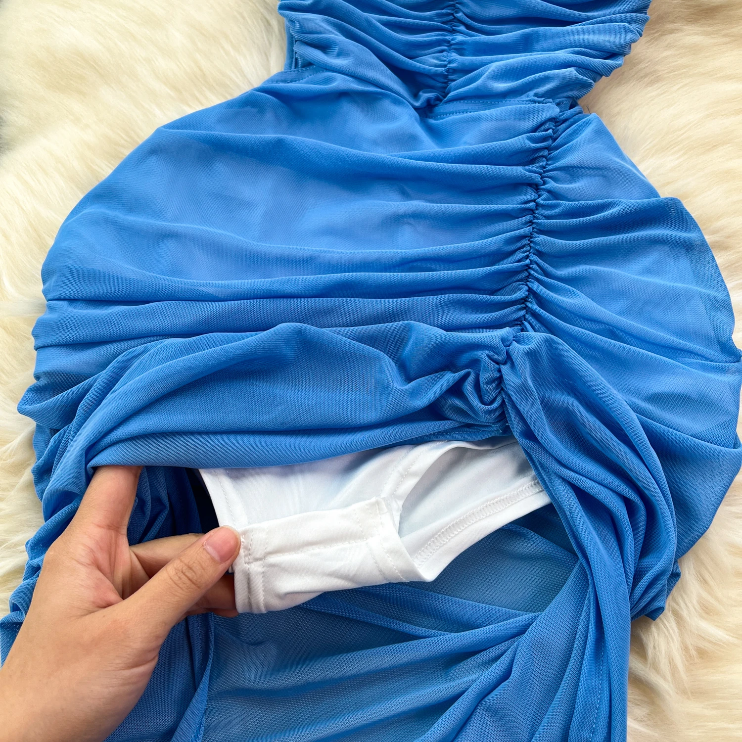 Chic sexy Sleeveless Backless Pleated Split Slip Dress Slim High Waist Evening Women Black Pencil Dresses Women Summer Clothing