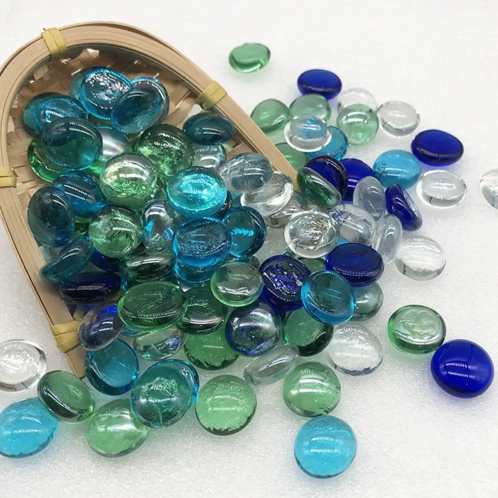 Glass Pebbles Vase Filler Beads Light Reflecting Mixed Color Flat Glass Beads Decorative Glass Stones Crystal Balls