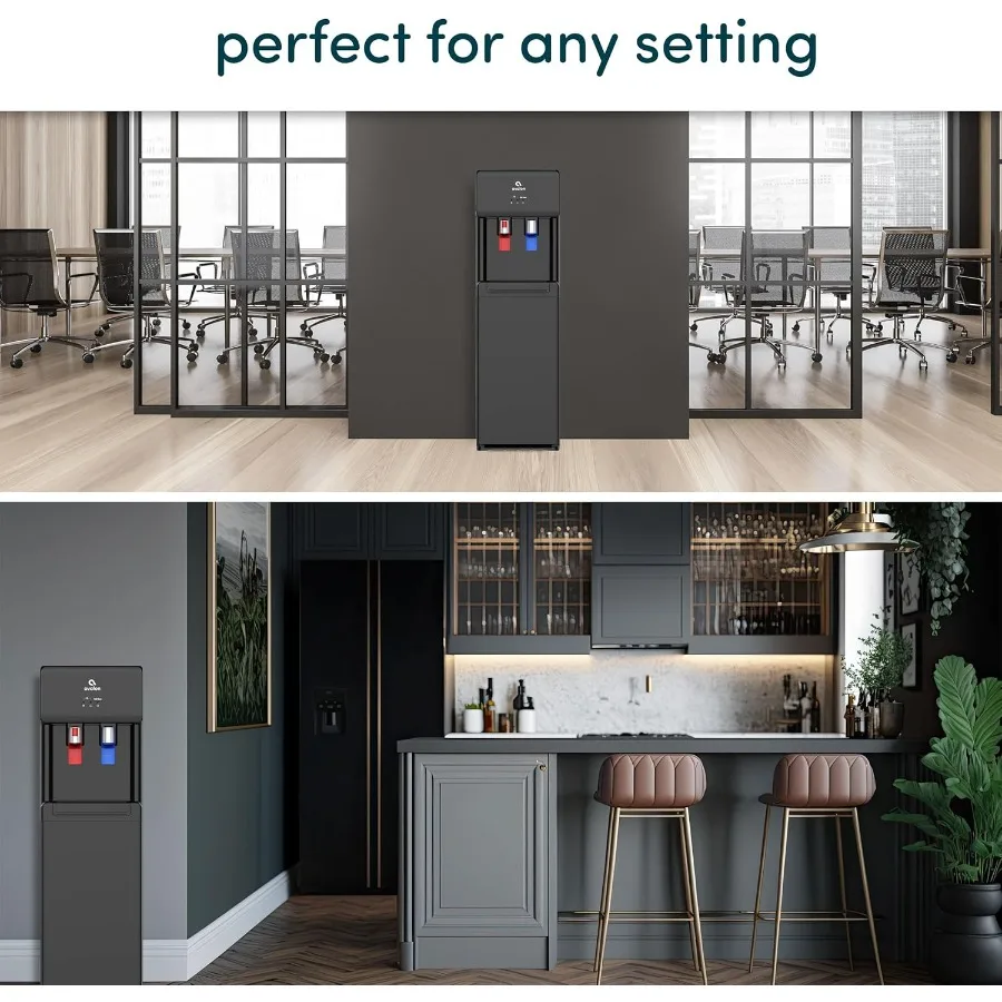 Avalon A6SC-BLK Dispensador de enfriador de agua con carga inferior sin contacto y autolimpiante Bloqueo para niños frío y caliente UL Negro