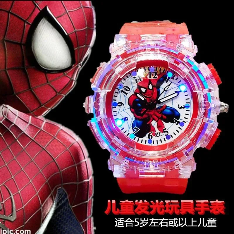 Spiderman children's cartoon watch 3-15 years old boys and girls glowing colorful light electronic watch creative birthday gift