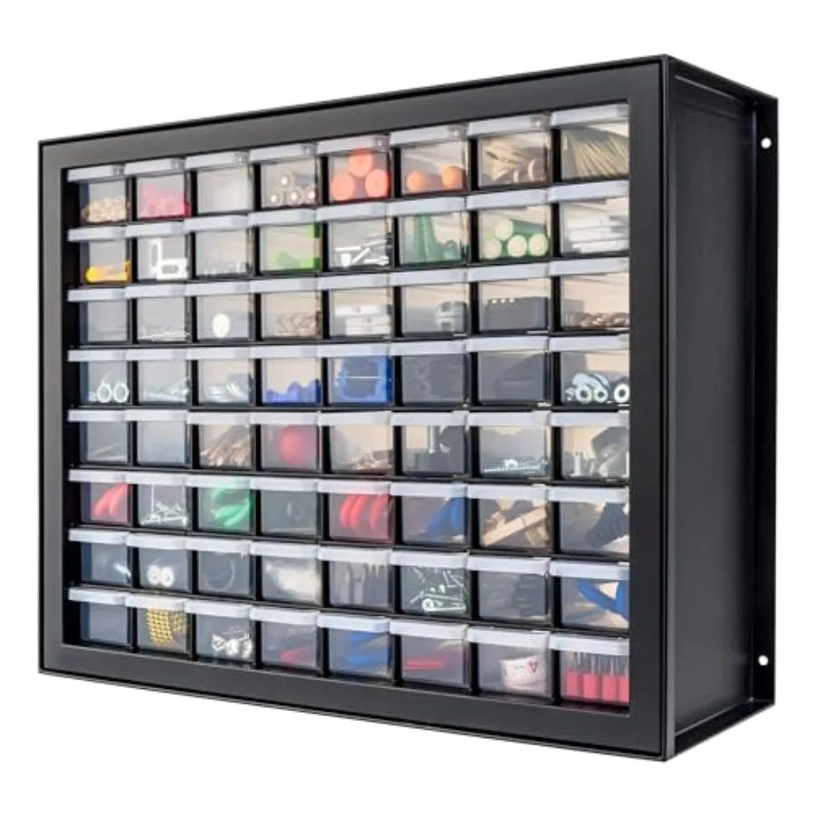 

Bead Organizer Drawers 64-Drawer Screw Tool Electronics Hardware Nuts and Bolts Plastic Garage Storage Cabinet Bin Stackable Cr
