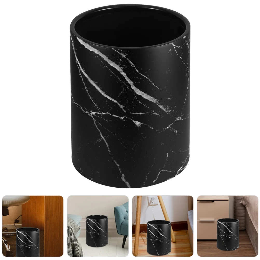 Garbage Can Living Room Trash Waste Storage Bin Paper Basket Container Round Wastebasket Plastic Pp Marbling