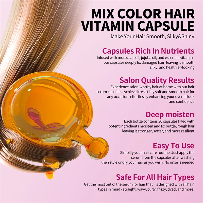 Hair Vitamin Capsule Hair Treatment Oil Hair Care Essence Damaged Nutrition Repair Hair Splitting Improvement Capsules Hair Mask