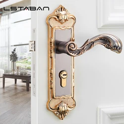 Golden Interior Door Handle Lock Security Anti-theft Modern Bedroom Wooden Door Lock Handle with Key Hardware Accessories