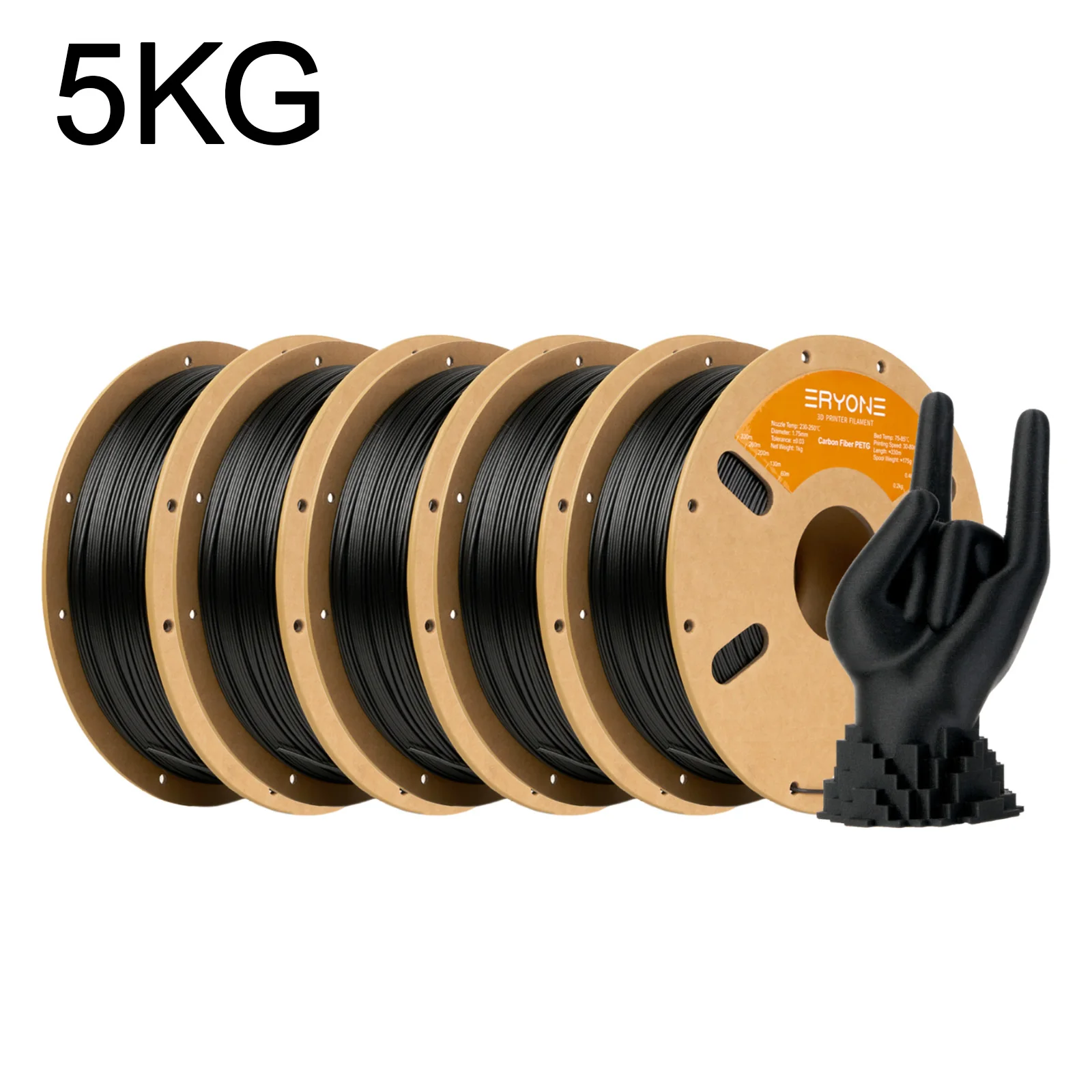 ERYONE 10KG PETG Carbon Fiber 15% 1.75mm Filament for 3D Printer Premium Matte Finish High Rigidity Spool Weight 1kg (2.2LBS)