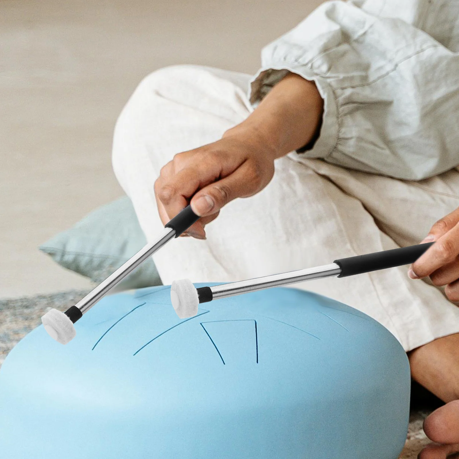 

Ethereal Drum Stick Sticks for Adults Felt Mallets Aluminum Alloy Cymbals Holder