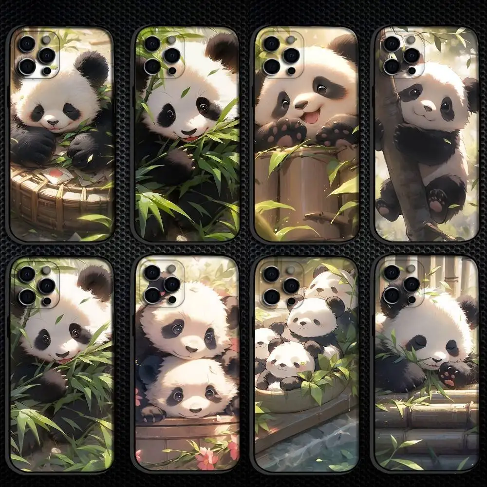 

Pandas are warm and healing Phone Case For iPhone 16,15,14,13,12,11 Plus,Pro Max, Others Soft Black Cover