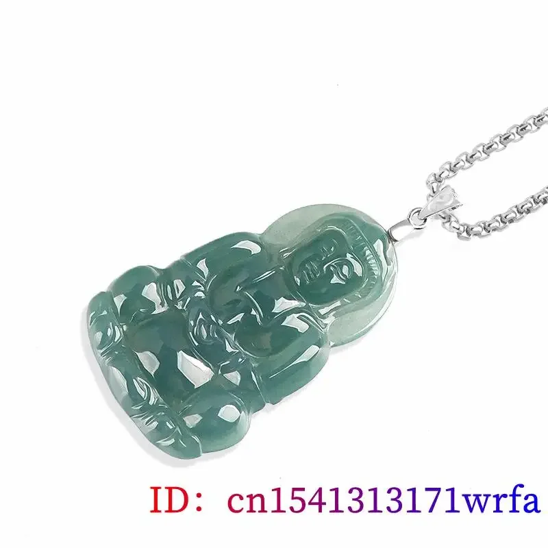 Niebieski jadeit Guanyin wisiorek naszyjnik prawdziwa biżuteria S925 naturalny srebrny prezent birmański Jade człowiek kamień Choker Vintage