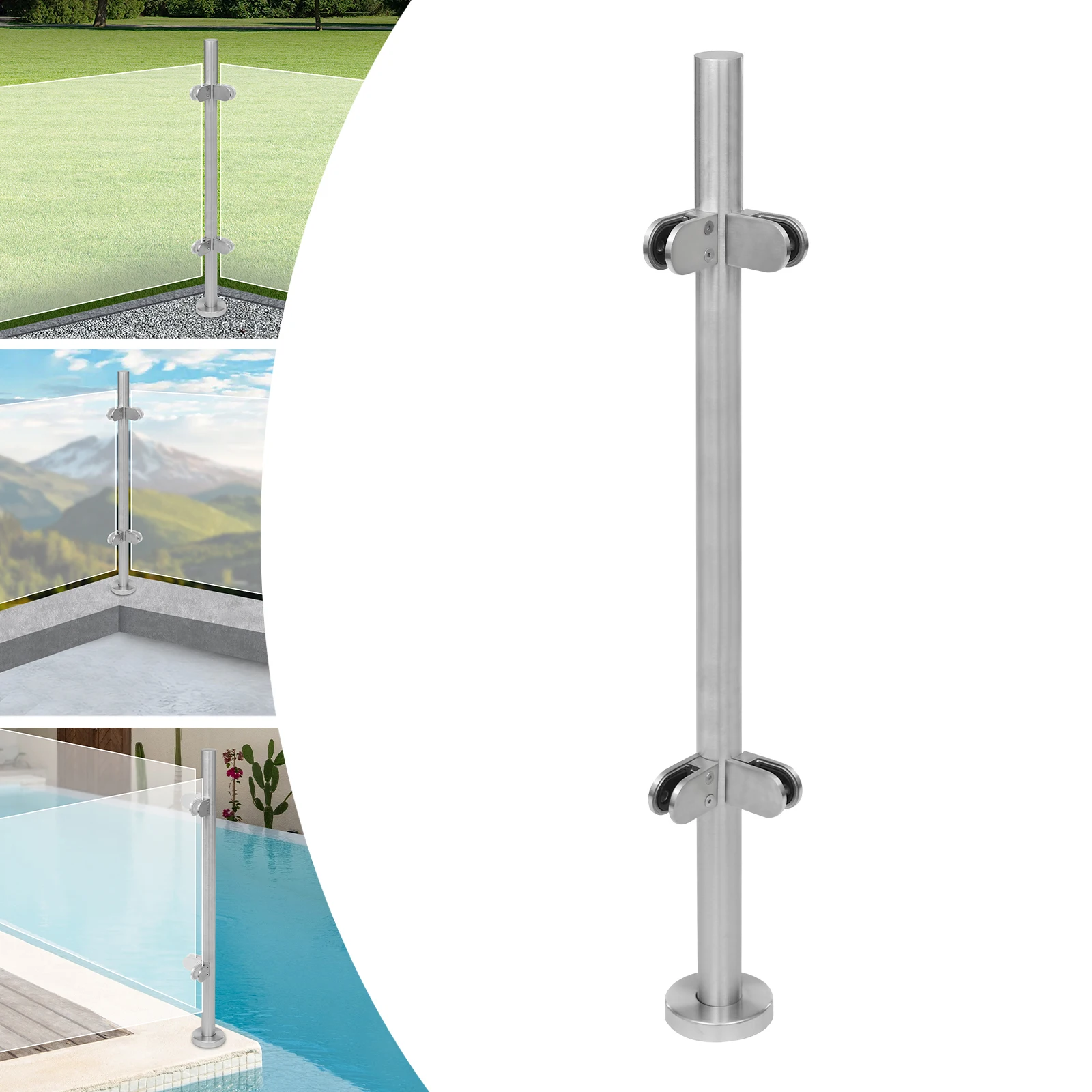 90cm/ 35.43in Height Railing Post, Stainless Steel Railing Fence Pole, Corner Post Stainless Steel Pole