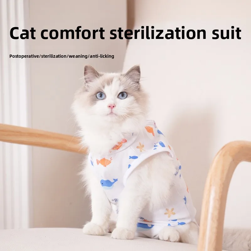 

Pet Surgery Recovery Suit for Cats and Dogs, Spay Neuter Protective Vest,Cute Print Breathable All Seasons for Small Medium Pets